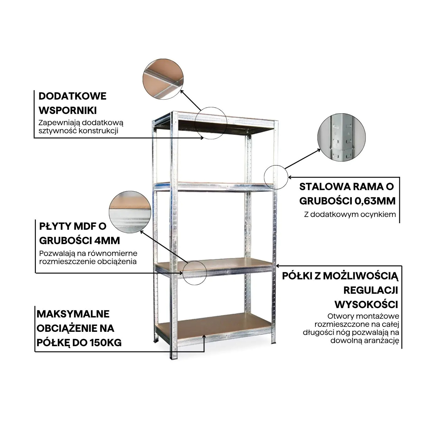 METAL SHELF 150x70x30CM (SET OF 2)