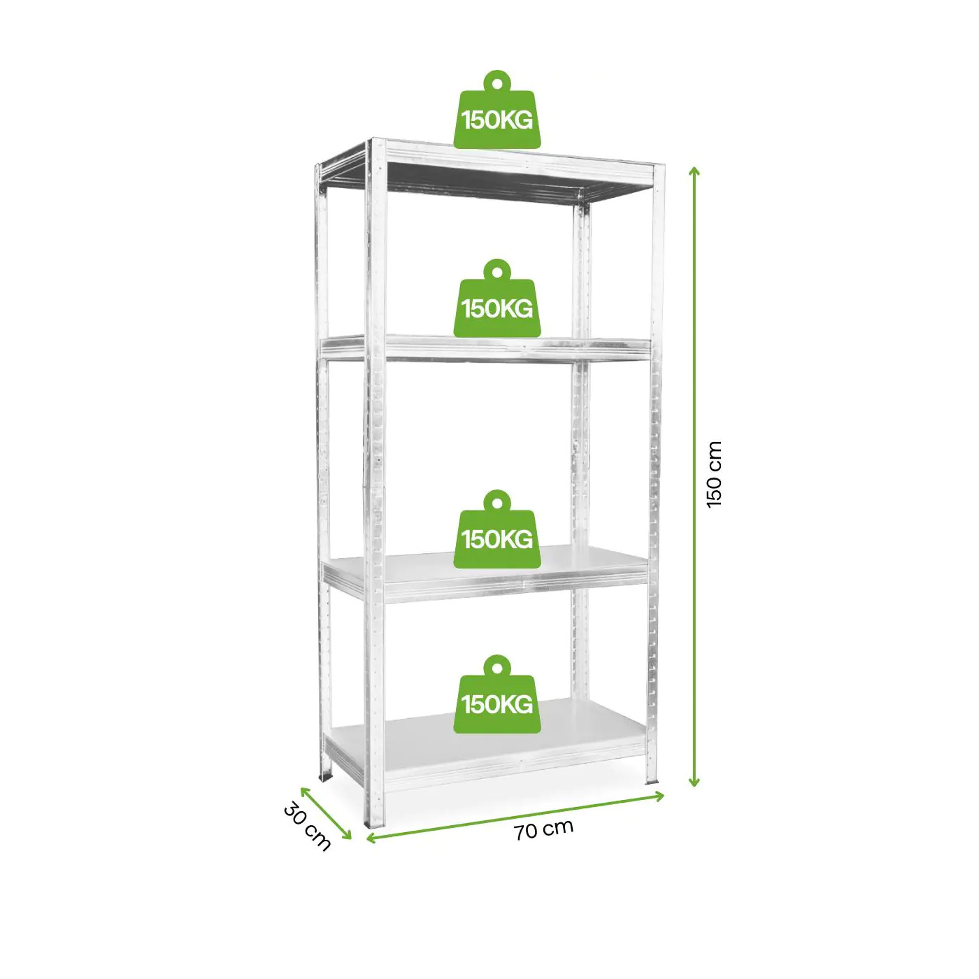 METAL SHELF 150x70x30CM (SET OF 2)