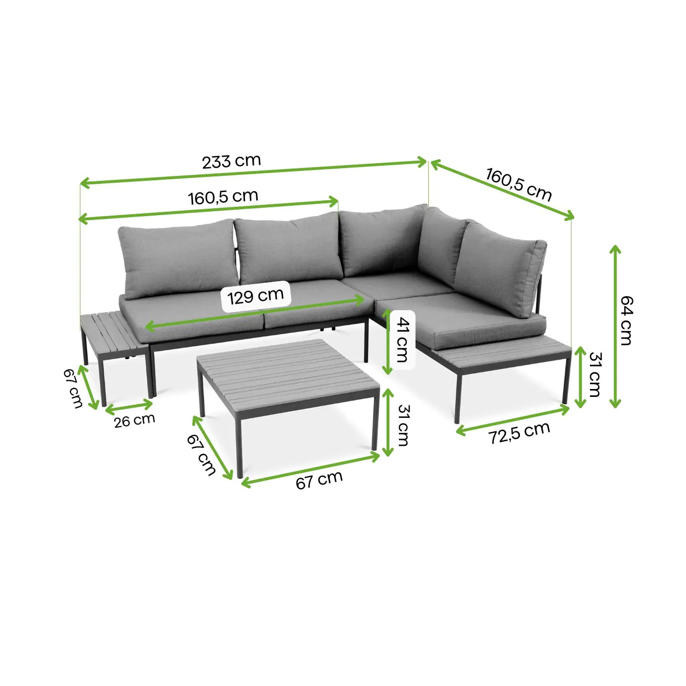 FREEMONT CORNER SOFA DARK GREY NEW