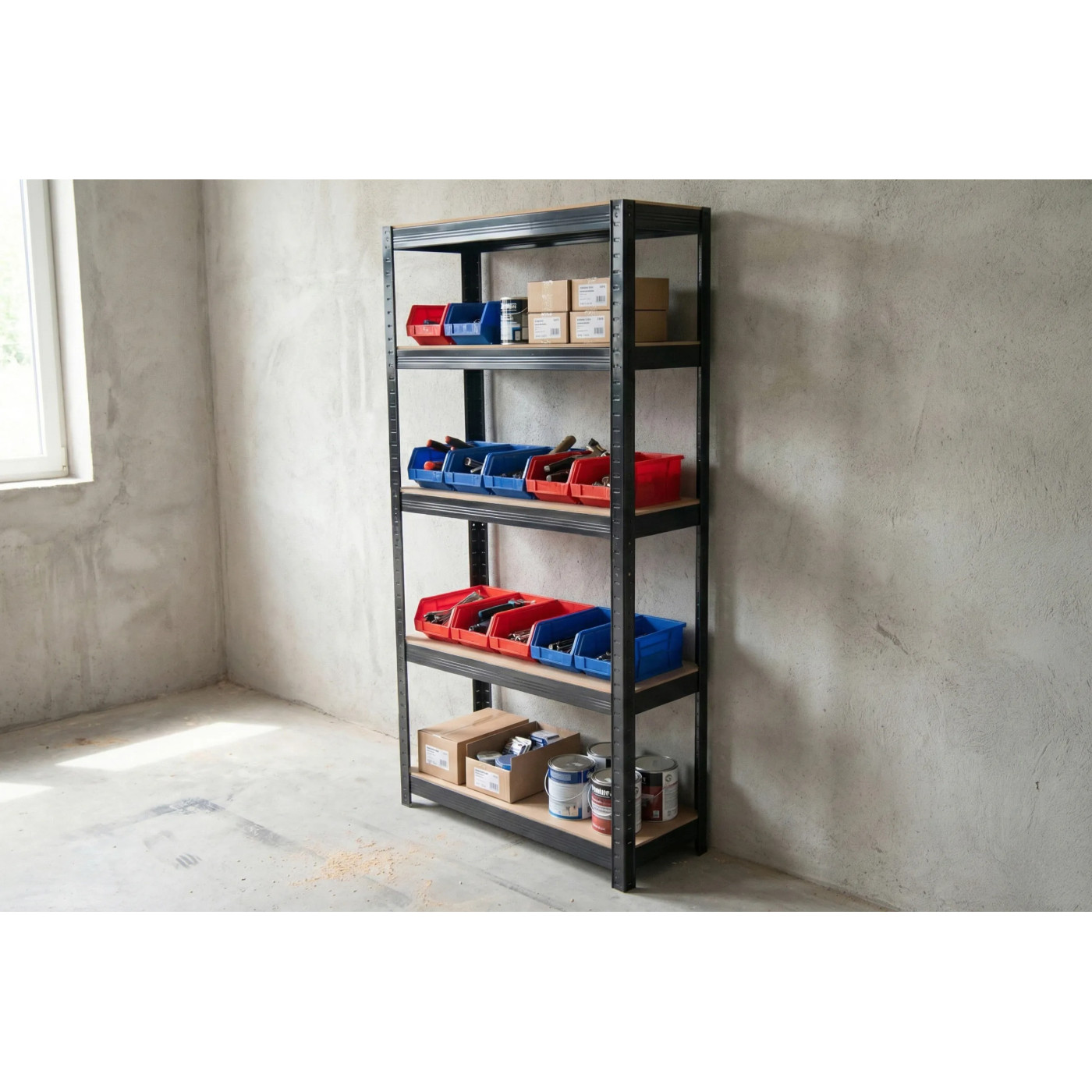 METAL SHELVING UNIT 180x90x30CM BLACK