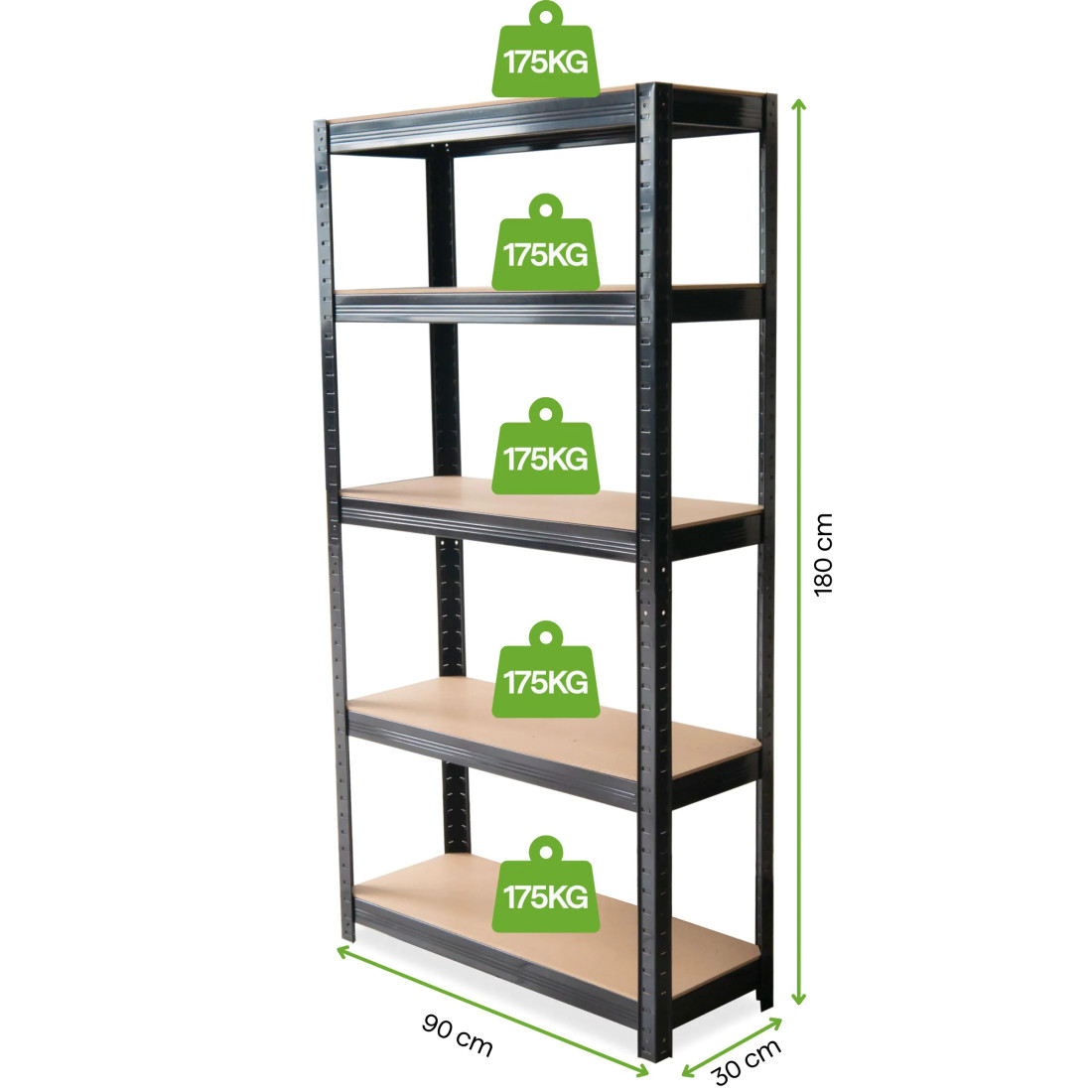 METAL SHELVING UNIT 180x90x30CM BLACK