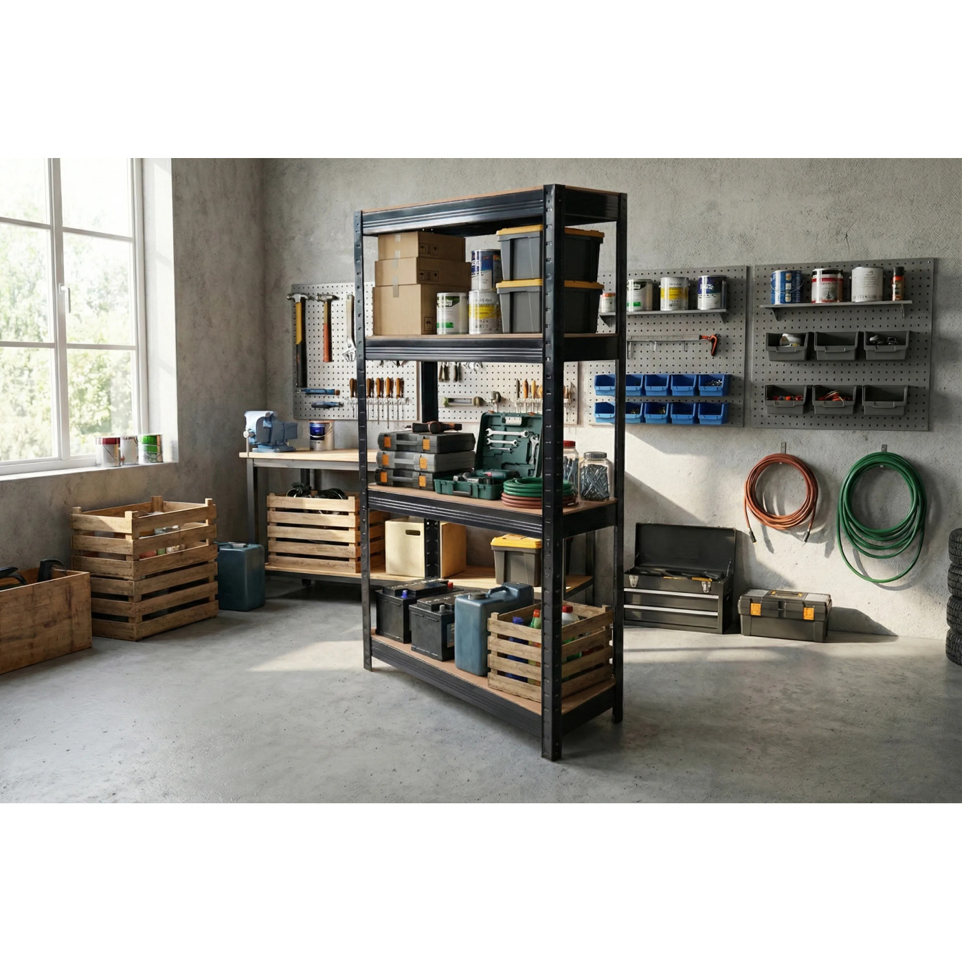 METAL SHELF 150x70x30CM BLACK