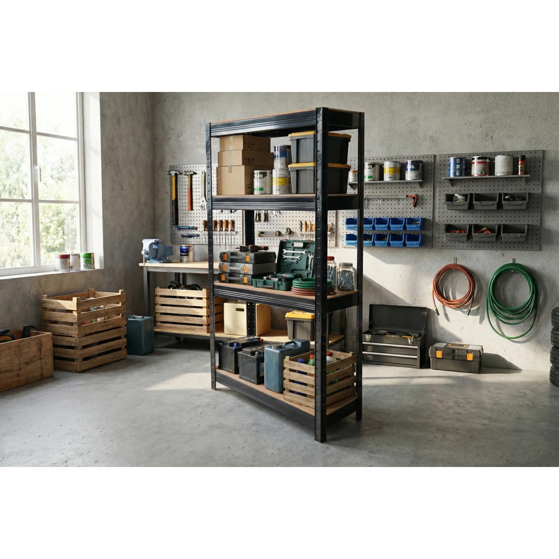 METAL SHELF 150x70x30CM BLACK