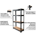 METAL SHELF 150x70x30CM BLACK