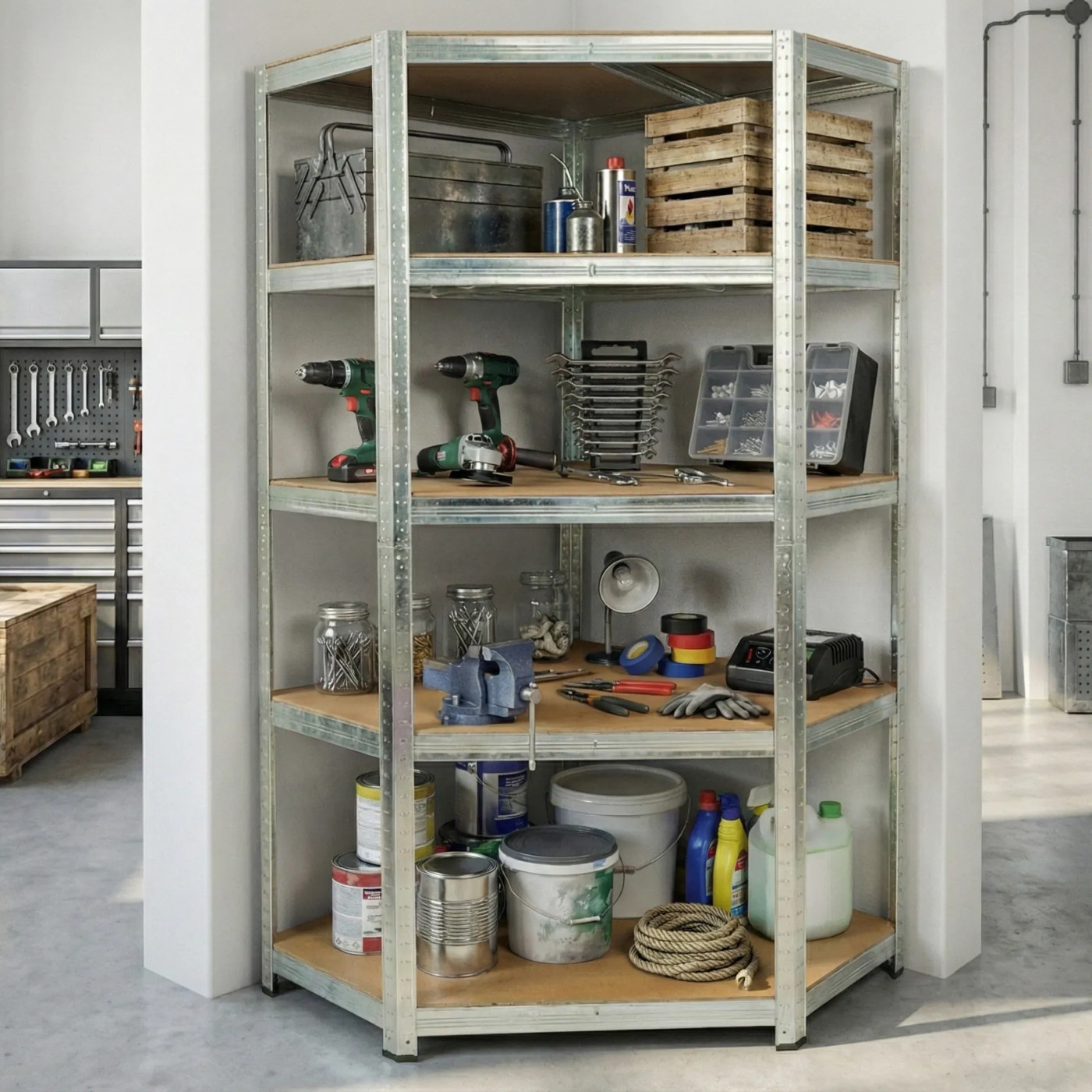 METAL CORNER SHELF 180x90x40CM