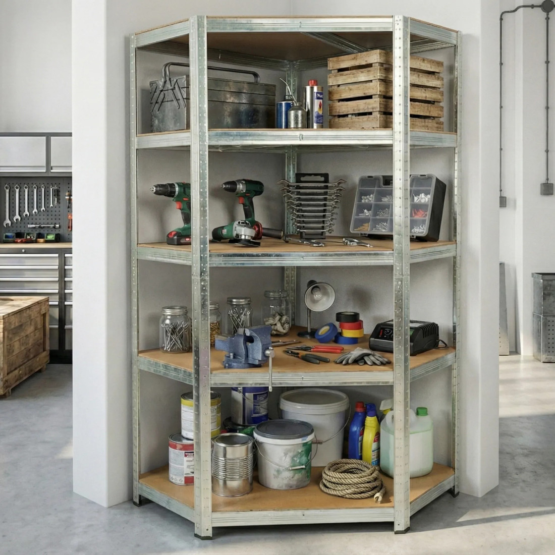 METAL CORNER SHELF 180x90x40CM