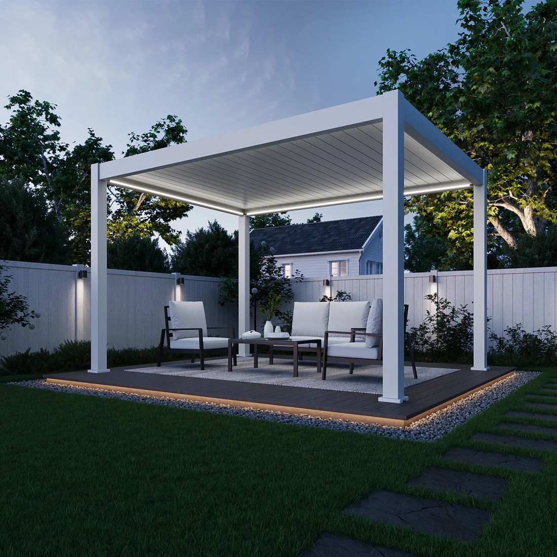 DELUXE PRO AUTOMATIC+LED 3x4 PERGOLA TARASOWA WHITE