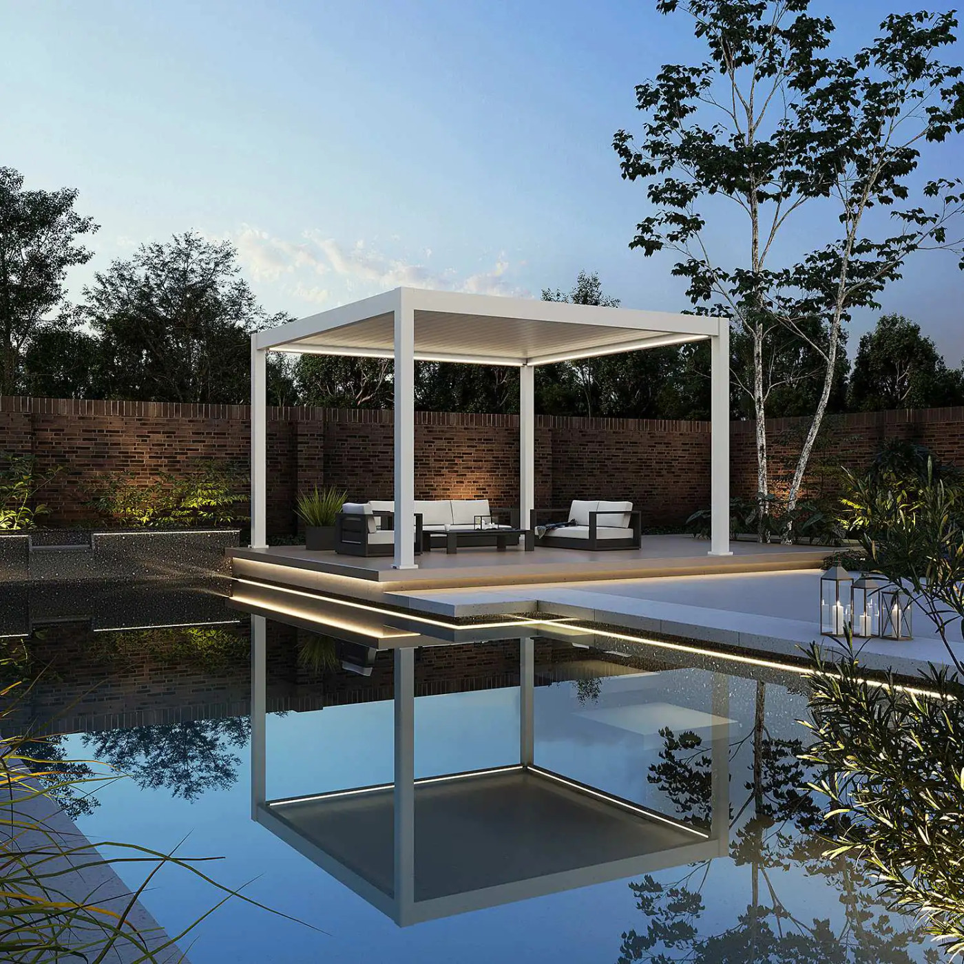 DELUXE PRO AUTOMATIC+LED 4x4 PERGOLA TARASOWA WHITE