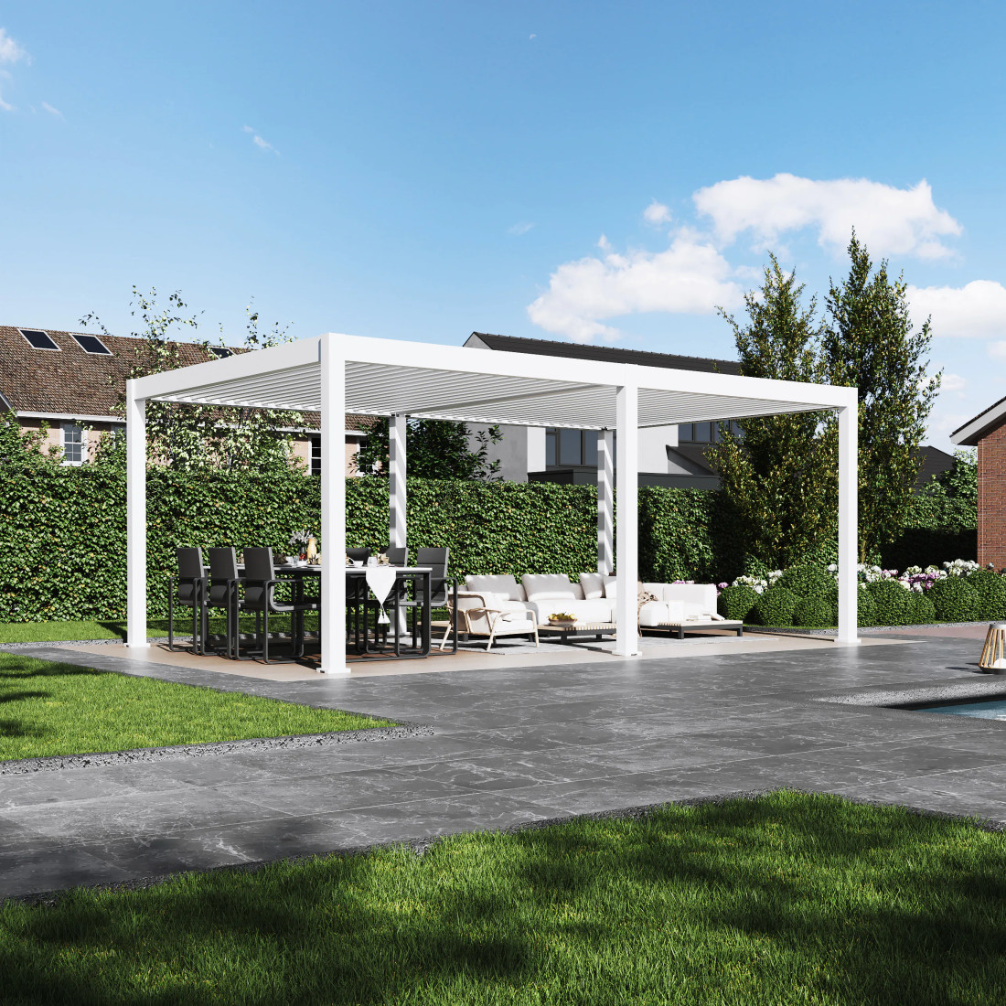 DELUXE PRO AUTOMATIC+LED 4x6 PERGOLA TARASOWA WHITE