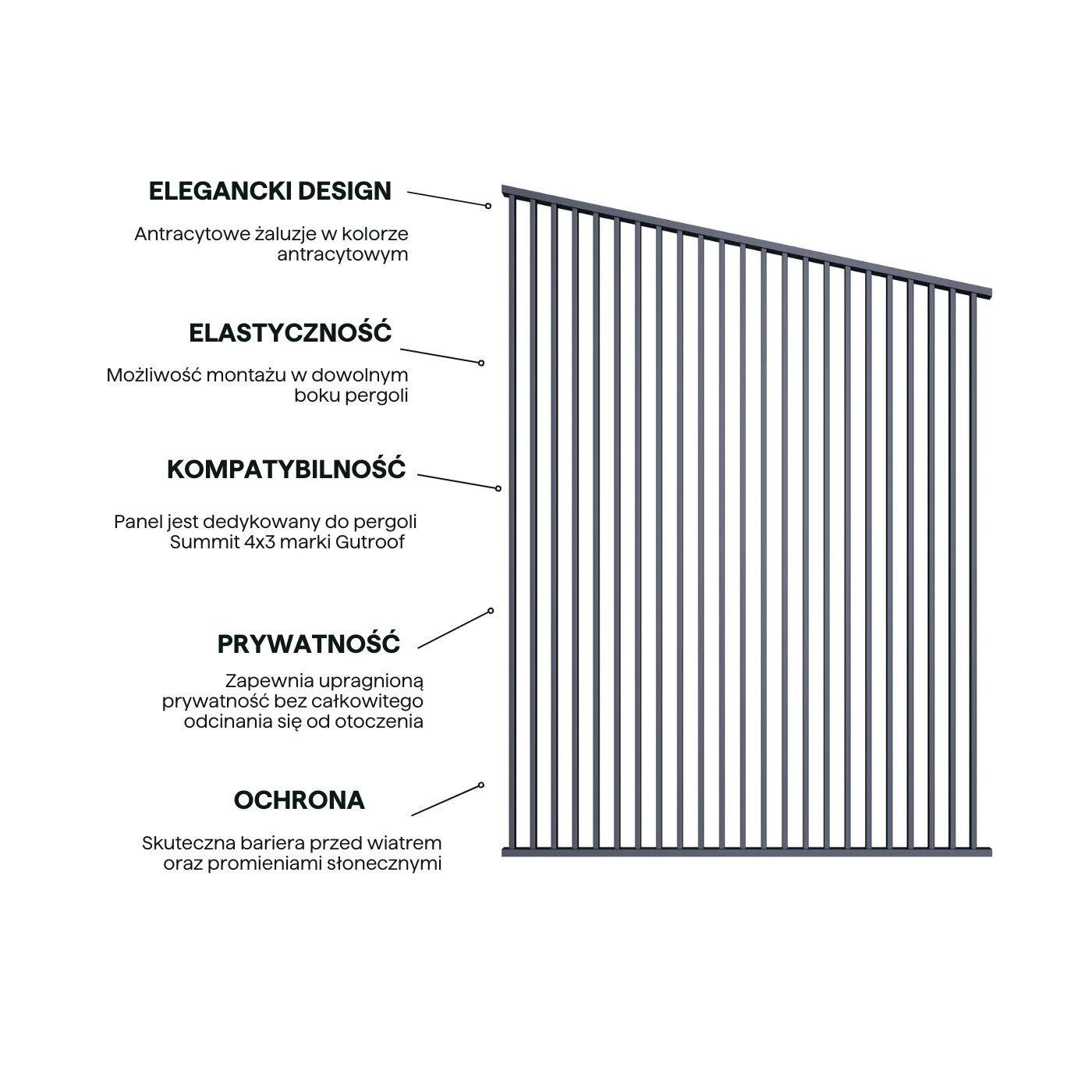 SUMMIT PANEL ŻALUZJOWY PIONOWY 1.88M ANTHRACITE