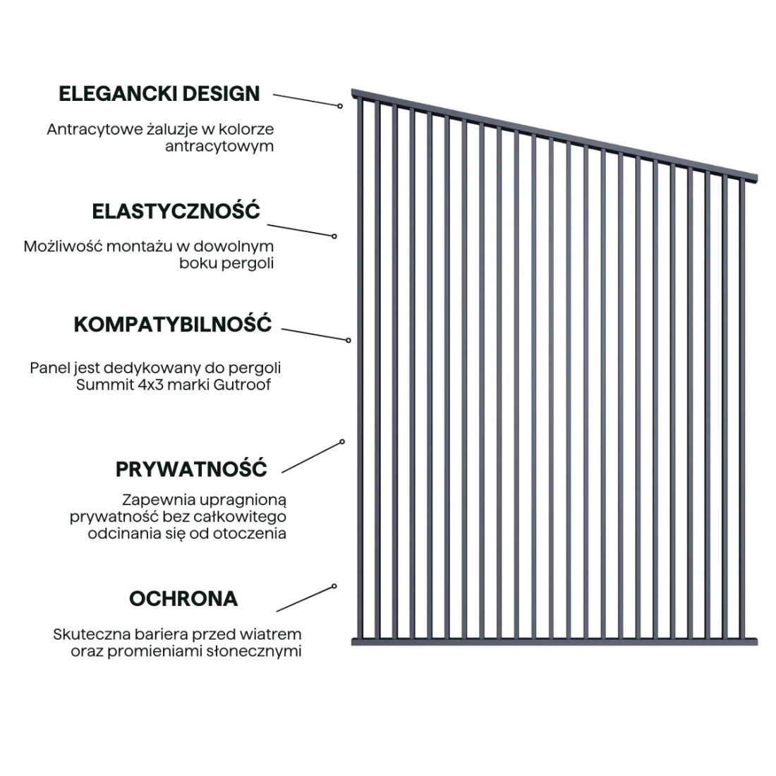 SUMMIT PANEL ŻALUZJOWY PIONOWY 1.88M ANTHRACITE
