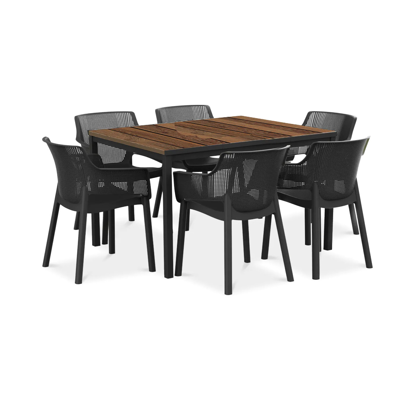 ELISA GRAPHITE/PORTO 160 WALNUT BLACK STEEL SET