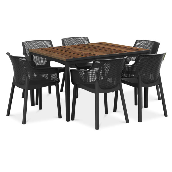 ELISA GRAPHITE/PORTO 160 WALNUT BLACK STEEL SET