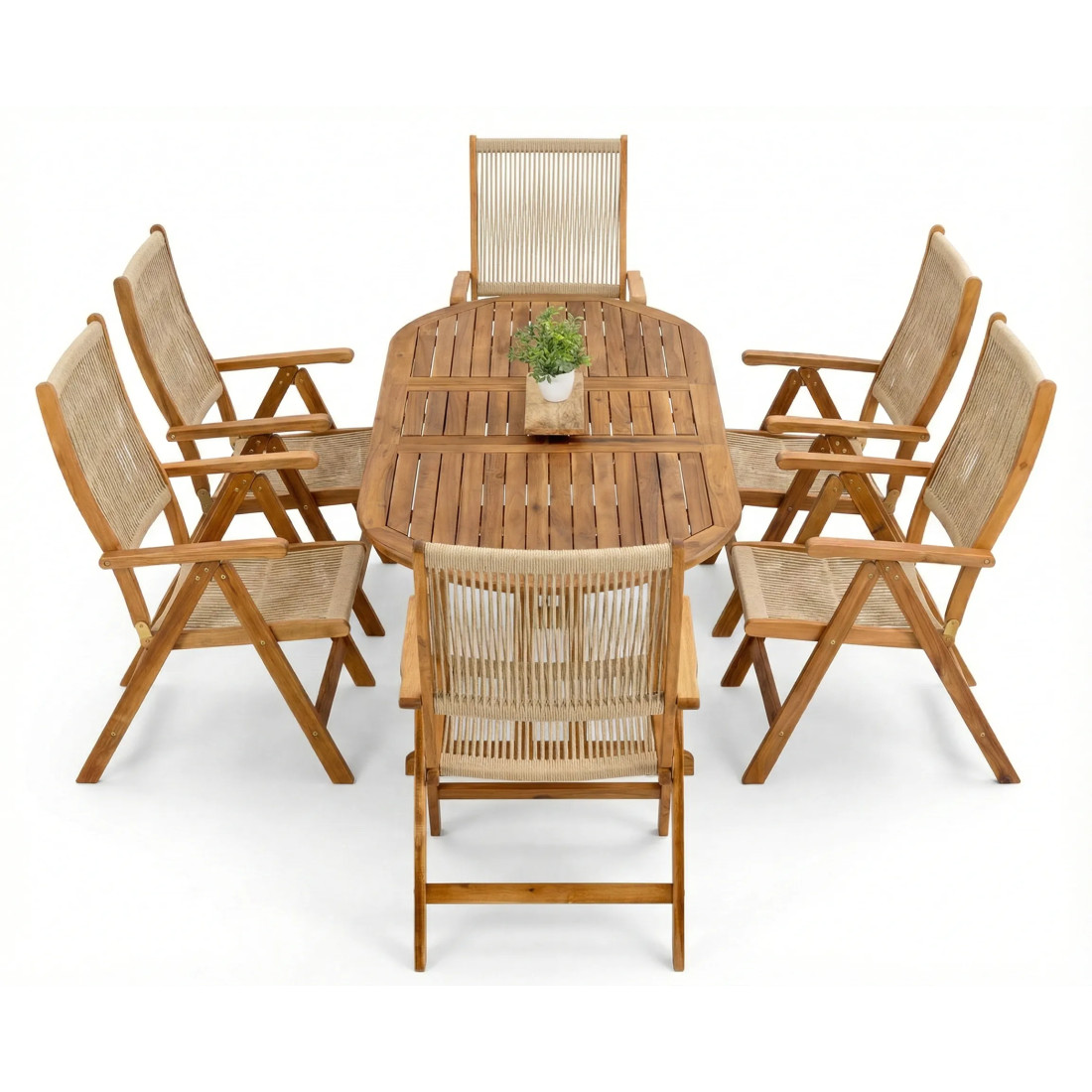 AKADIA ROPE DINING 190/6 ZESTAW ACACIA WOOD