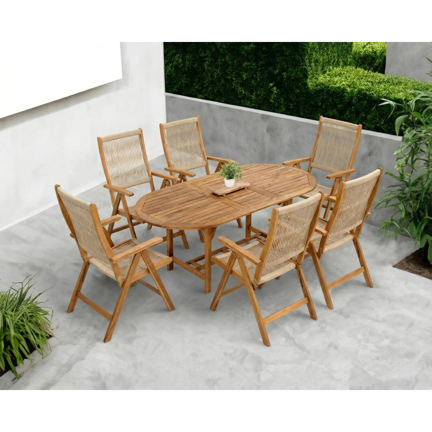 AKADIA ROPE DINING 190/6 ZESTAW ACACIA WOOD