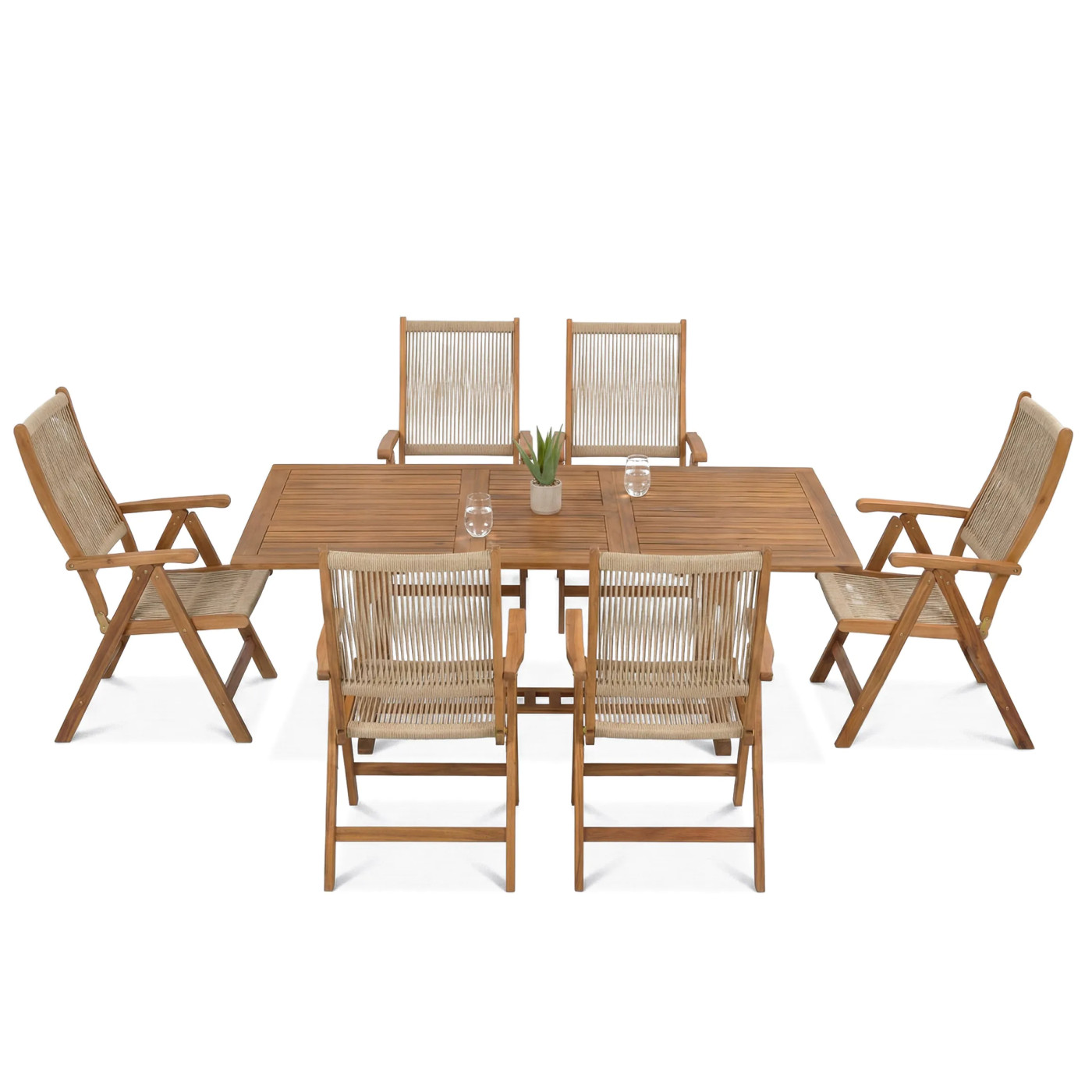 AKADIA ROPE DINING 200/6 ZESTAW ACACIA WOOD