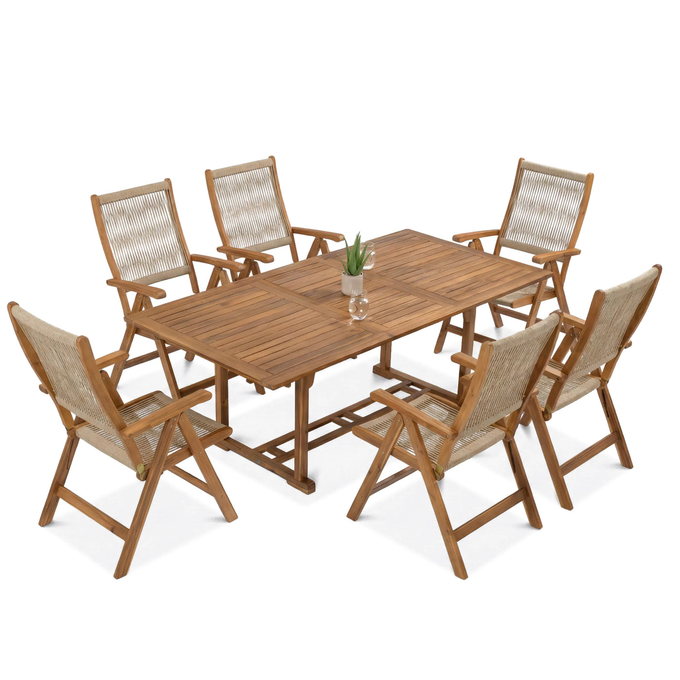 AKADIA ROPE DINING 200/6 ZESTAW ACACIA WOOD