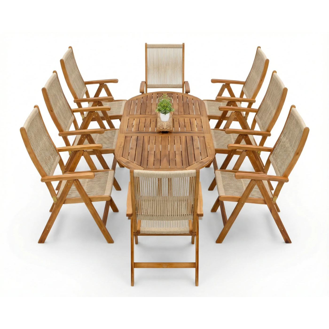AKADIA ROPE DINING 190/8 ZESTAW ACACIA WOOD