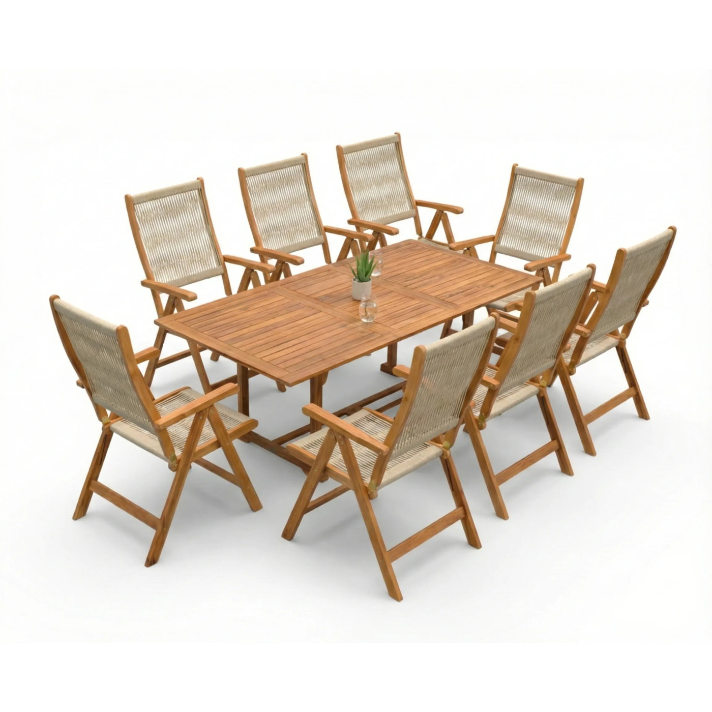 AKADIA ROPE DINING 200/8 ZESTAW ACACIA WOOD