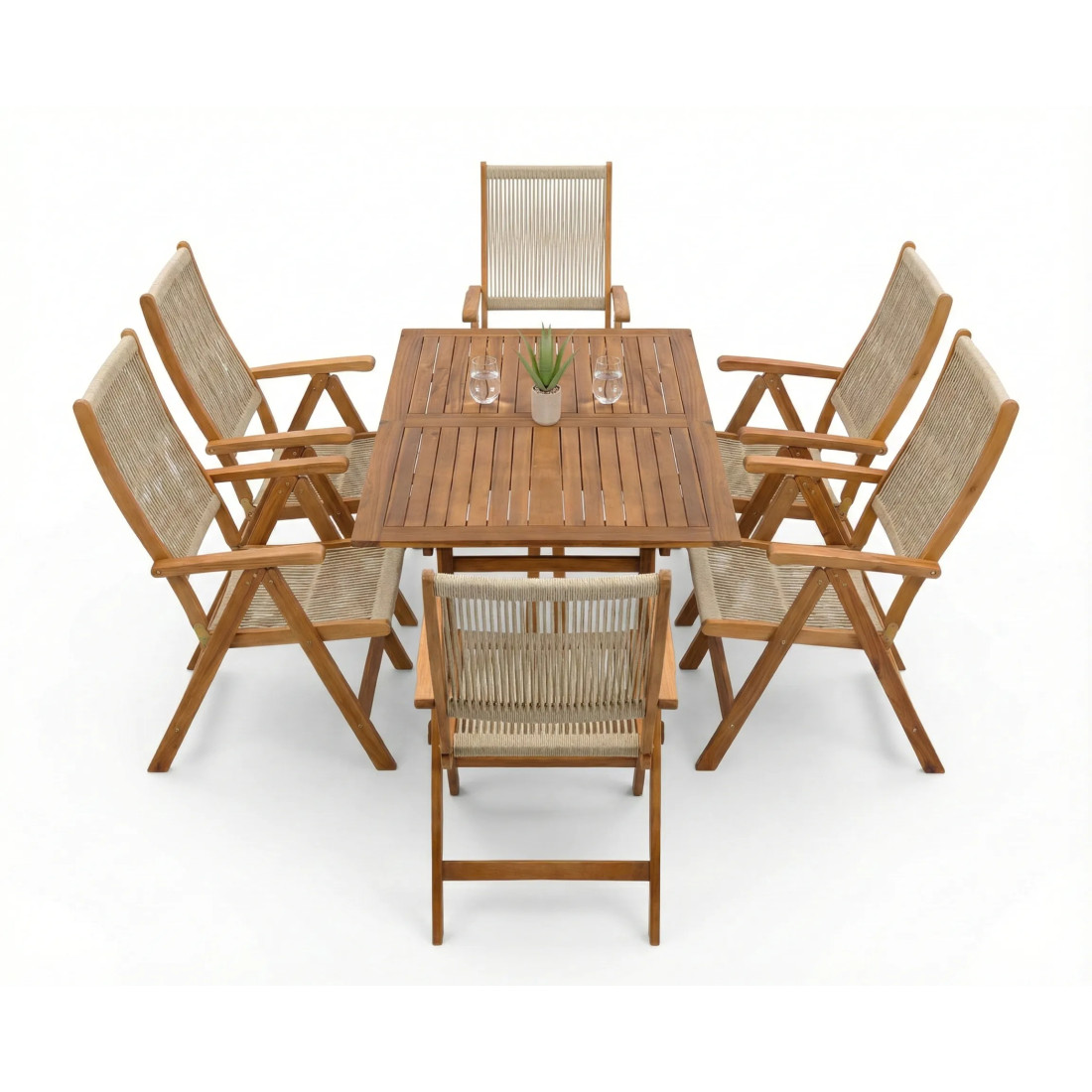 AKADIA ROPE DINING 200/8 ZESTAW ACACIA WOOD