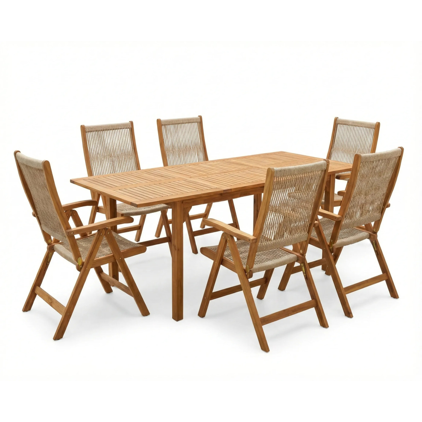 AKADIA ROPE DINING 210/6 ZESTAW ACACIA WOOD