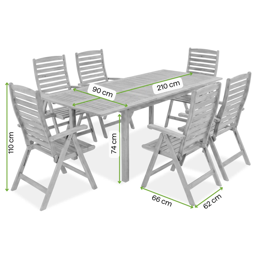 AKADIA DINING 210/6 ZESTAW ACACIA WOOD