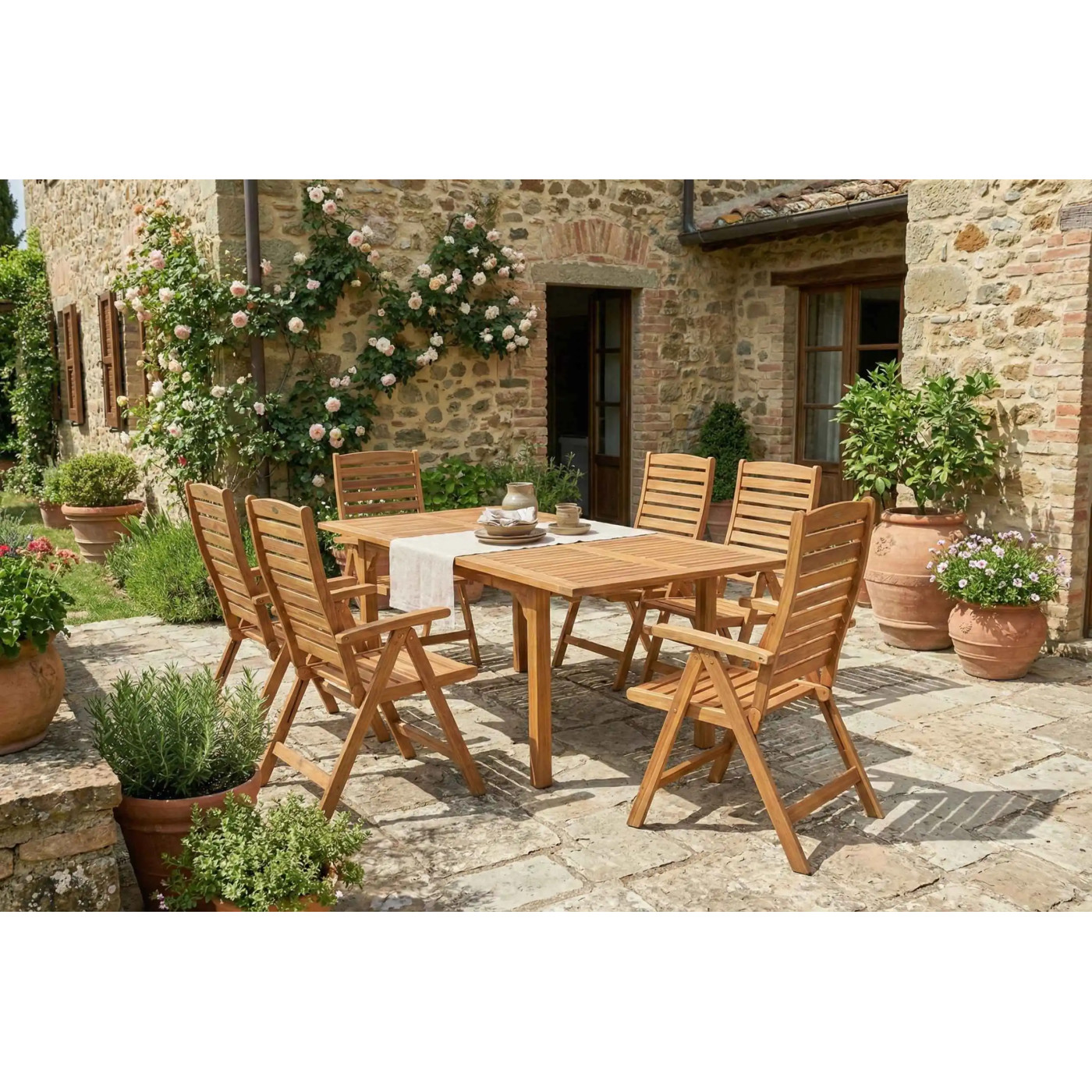 AKADIA DINING 210/6 ZESTAW ACACIA WOOD