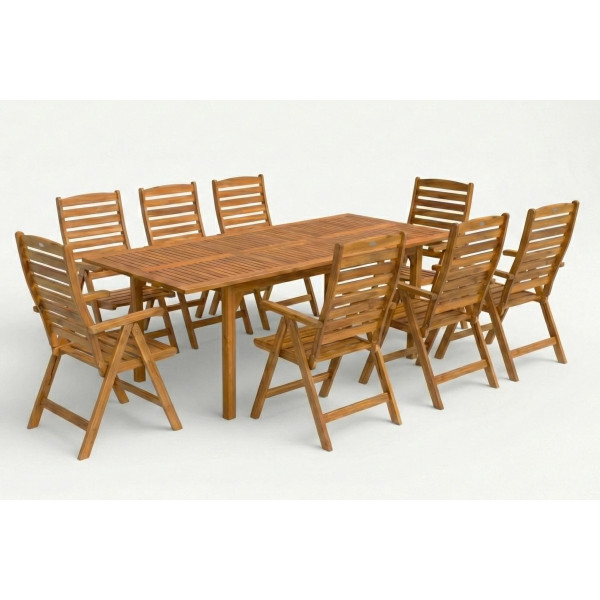 AKADIA DINING 210/8 ACACIA WOOD SET