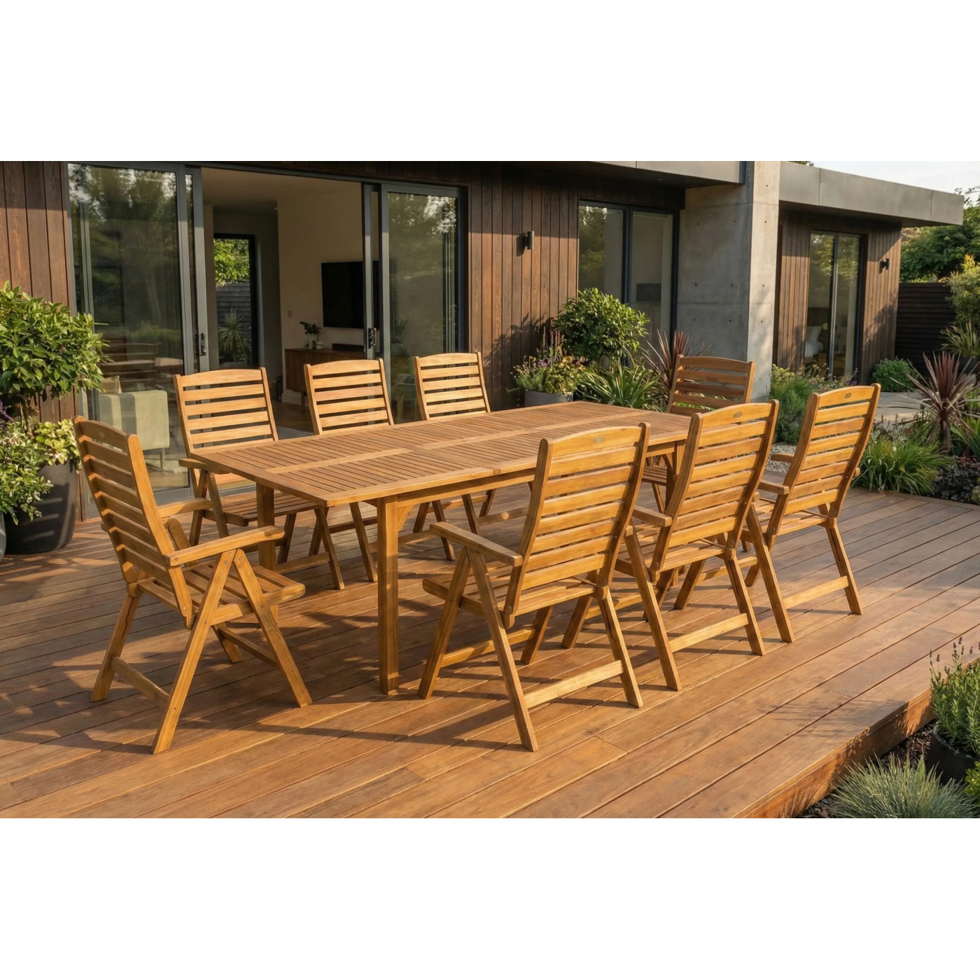 AKADIA DINING 210/8 ACACIA WOOD SET