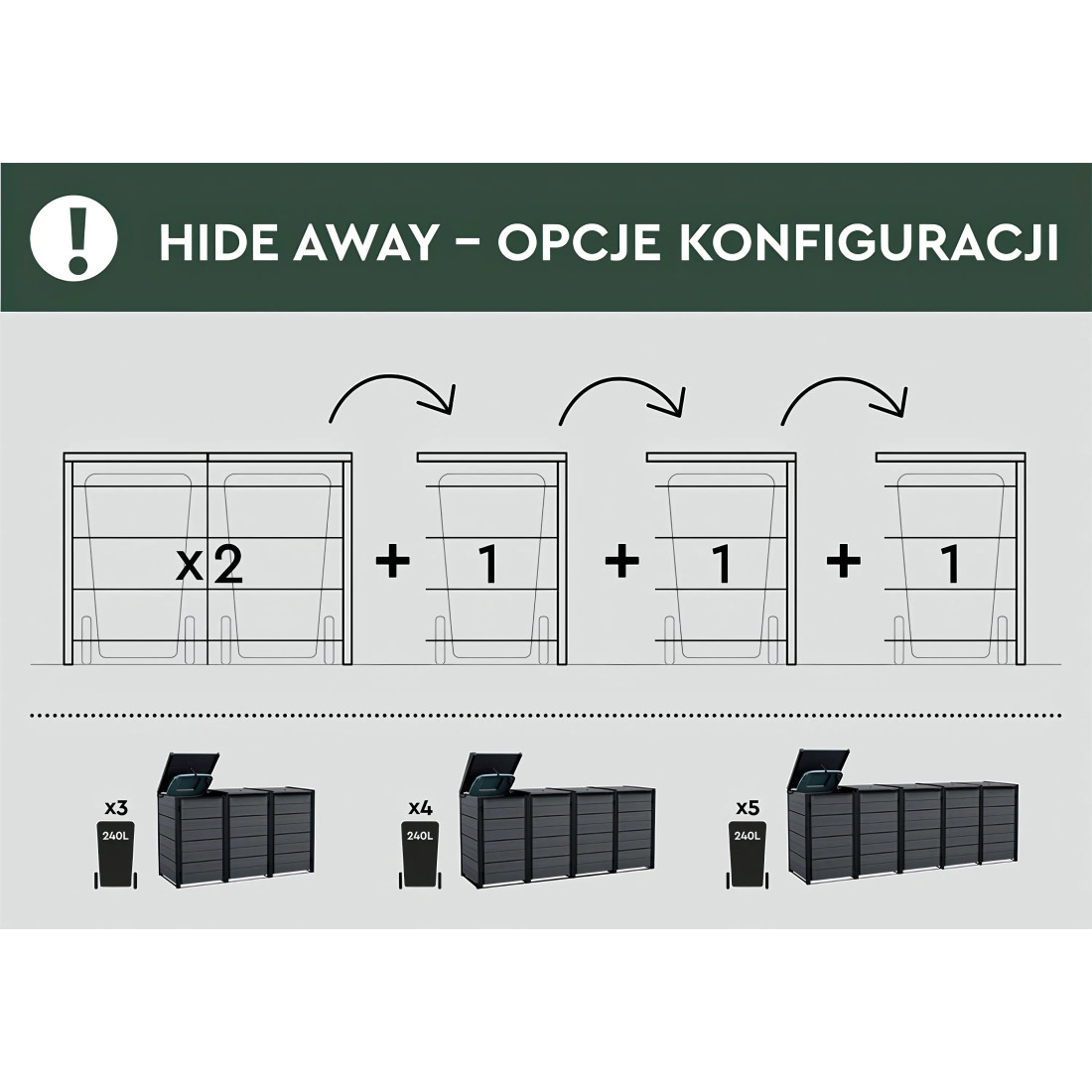 HIDE AWAY 240L BASKET UNIT GREY INSERT