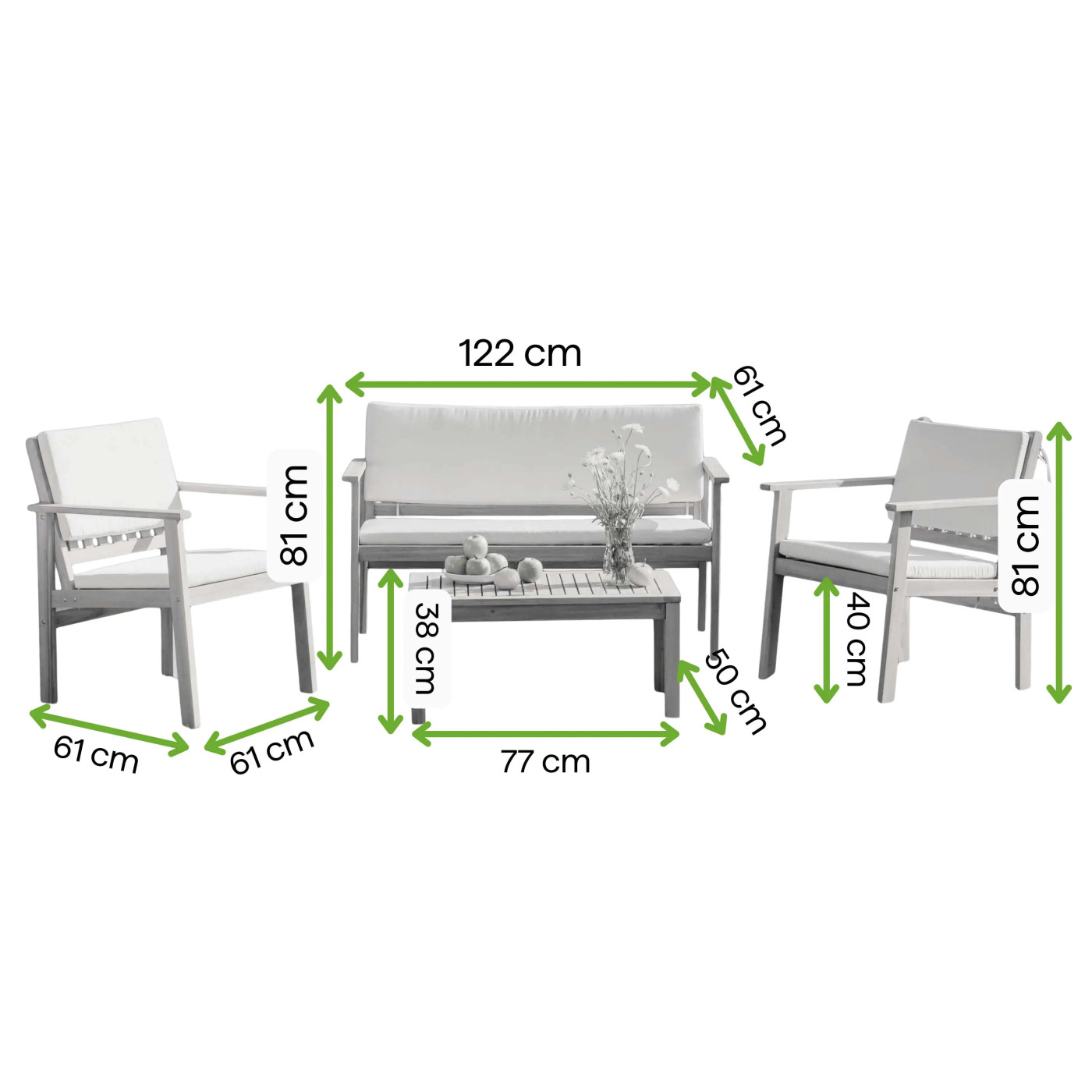 VIKA CAFFE ZESTAW ACACIA WOOD