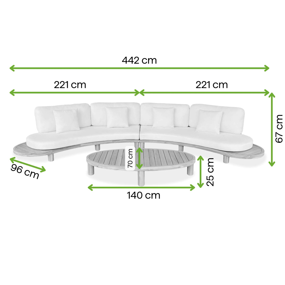 LUMIA CAFFE CORNER SOFA ACACIA WOOD