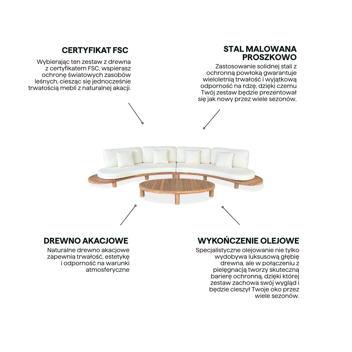 LUMIA CAFFE CORNER SOFA ACACIA WOOD