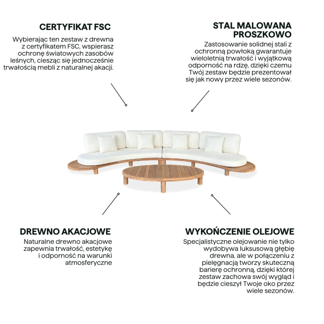 LUMIA CAFFE CORNER SOFA ACACIA WOOD