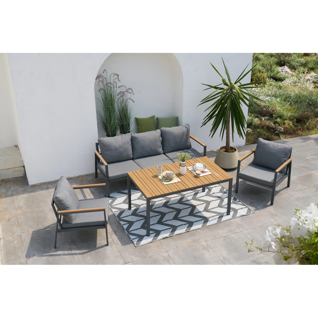 EDISON DINING SET DARK GREY