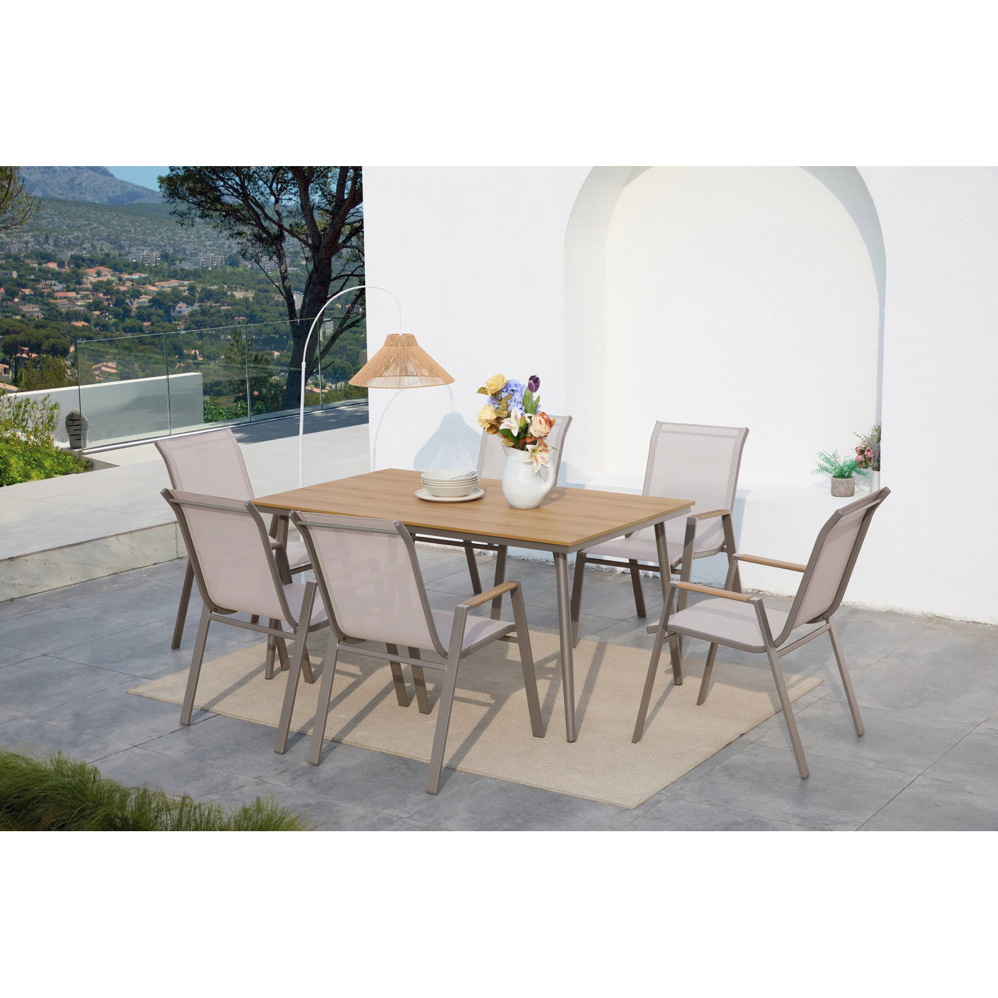 NOVA DINING 6+1 ZESTAW TAUPE