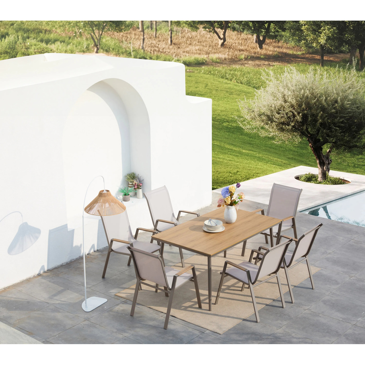 NOVA DINING 6+1 ZESTAW TAUPE