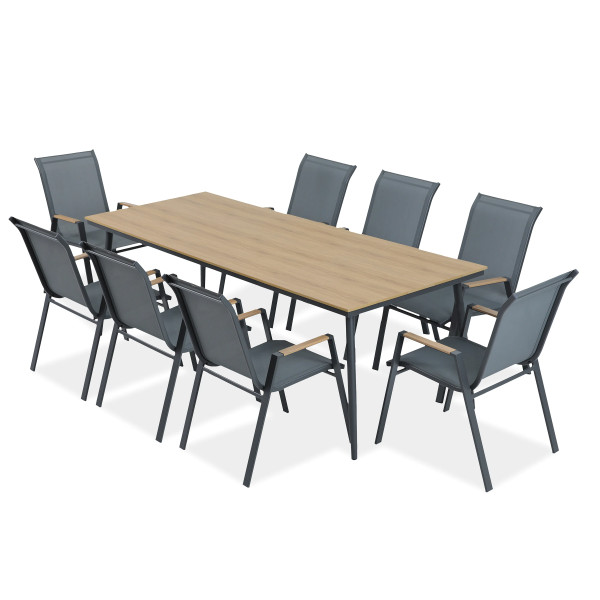 NOVA DINING 8+1 SET DARK GREY