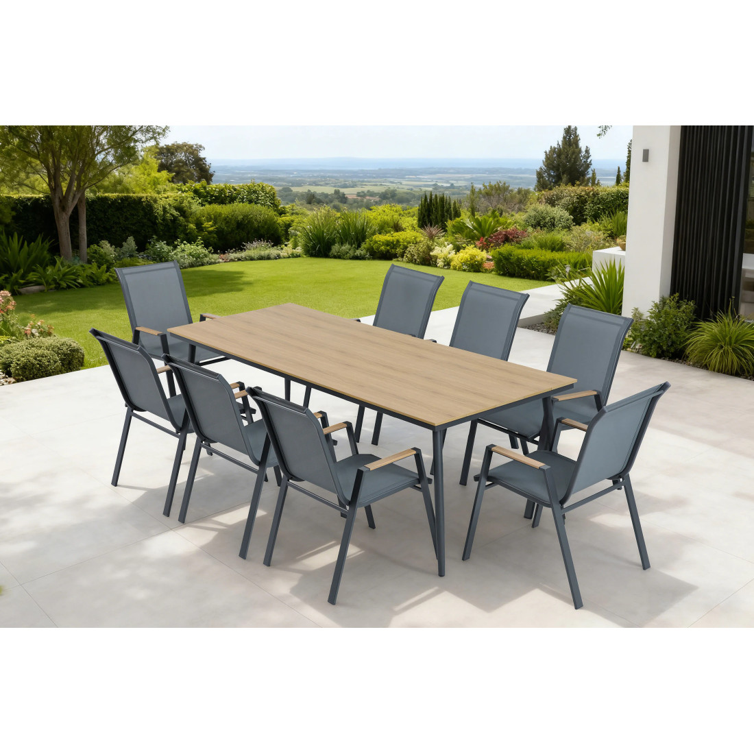 NOVA DINING 8+1 SET DARK GREY