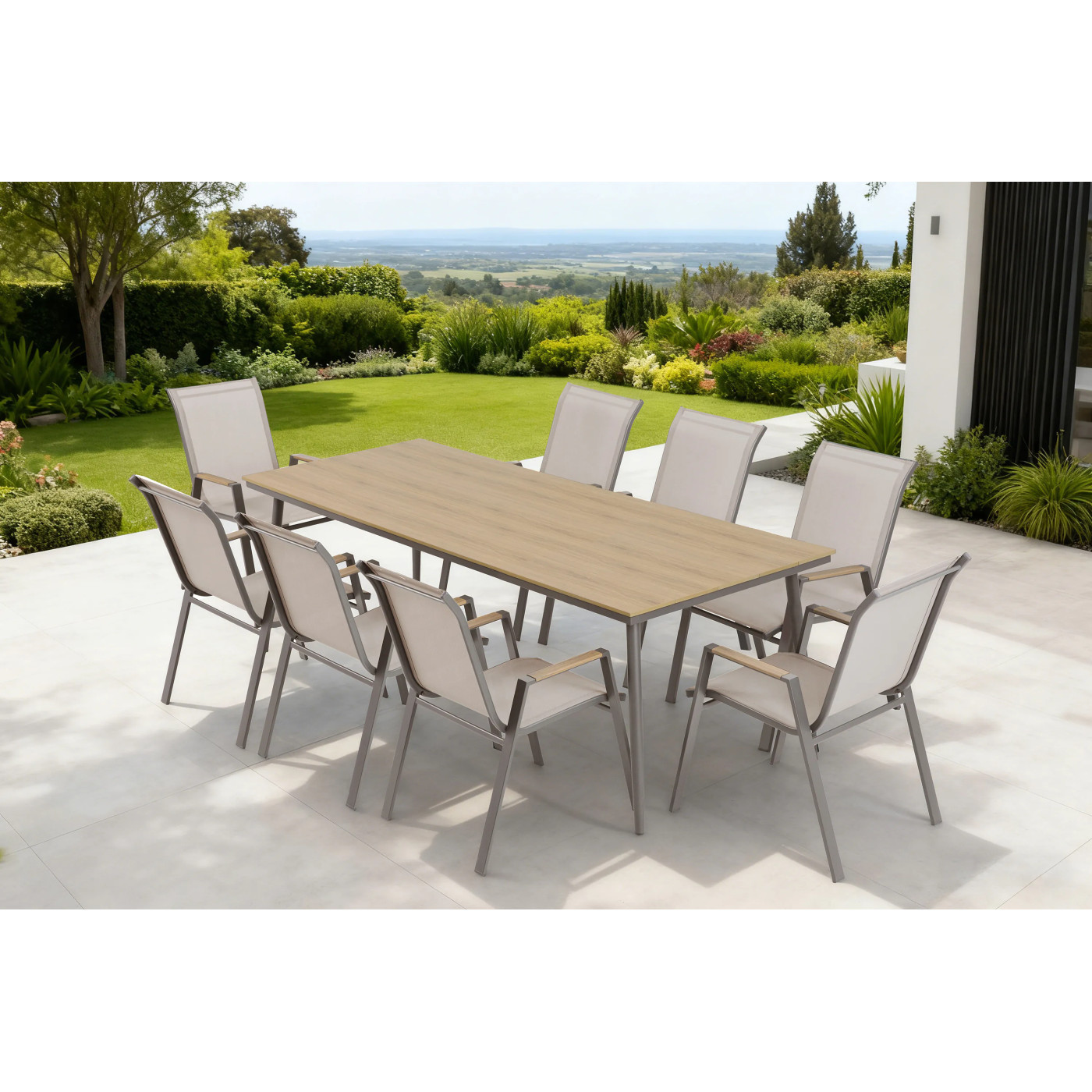 NOVA DINING 8+1 TAUPE SET