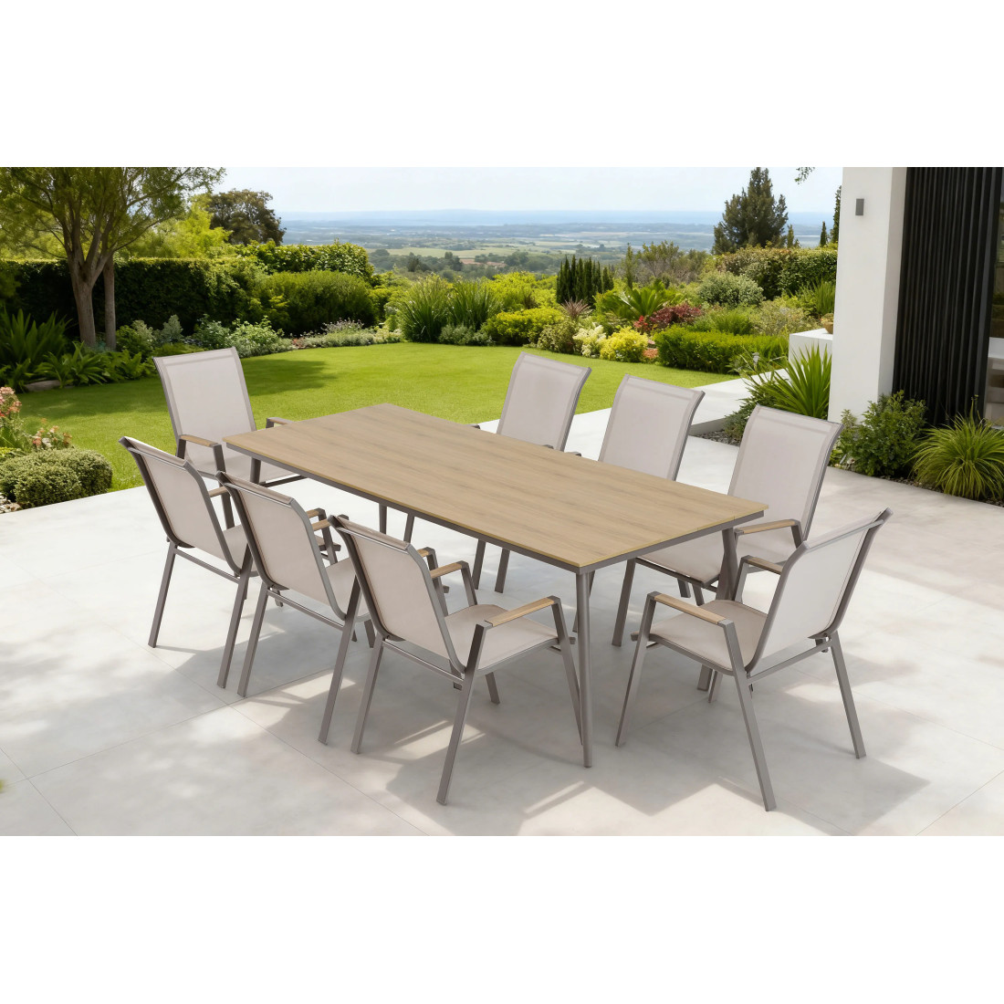 NOVA DINING 8+1 ZESTAW TAUPE