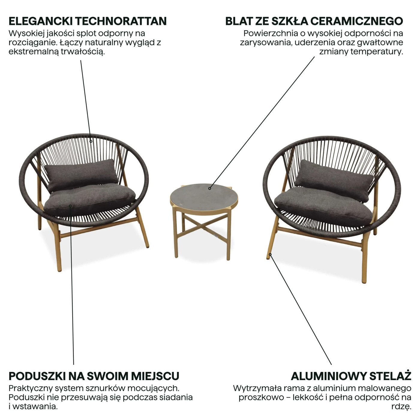 GALLA 2+1 SET DARK GREY