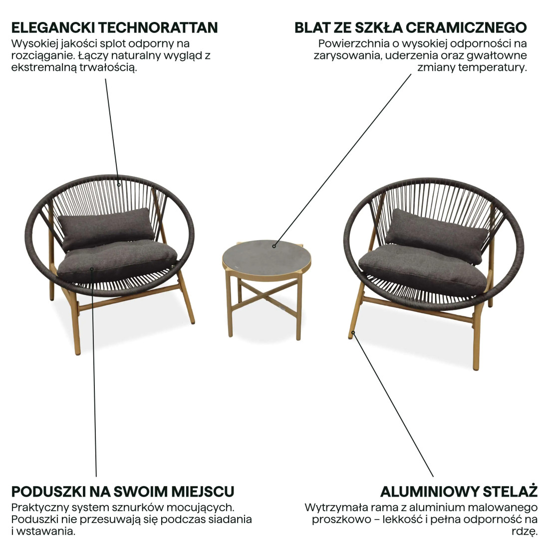 GALLA 2+1 ZESTAW DARK GREY