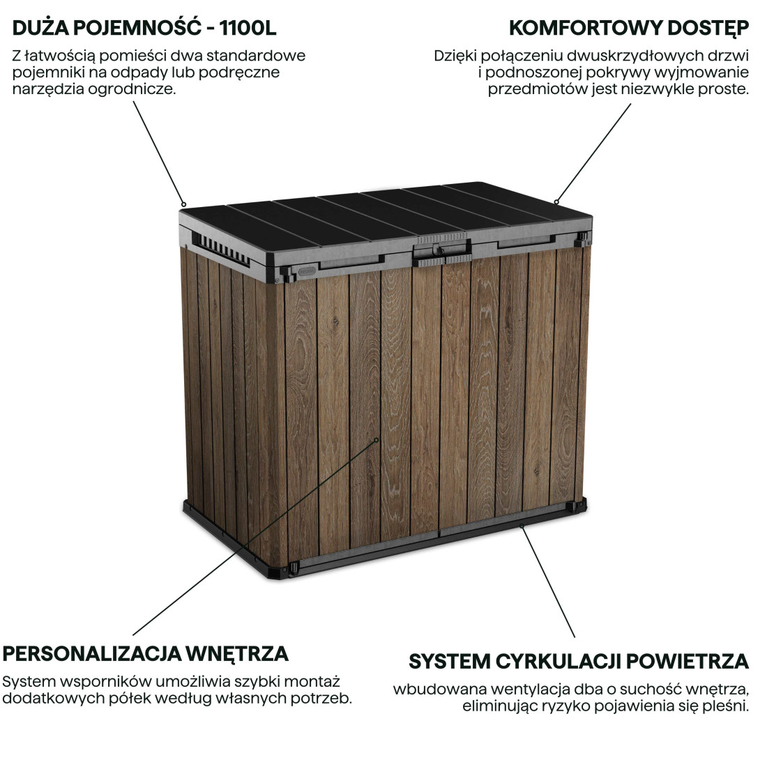 DECO SIO DARWIN 1100L SCHOWEK KOSZ 2x240L WALNUT