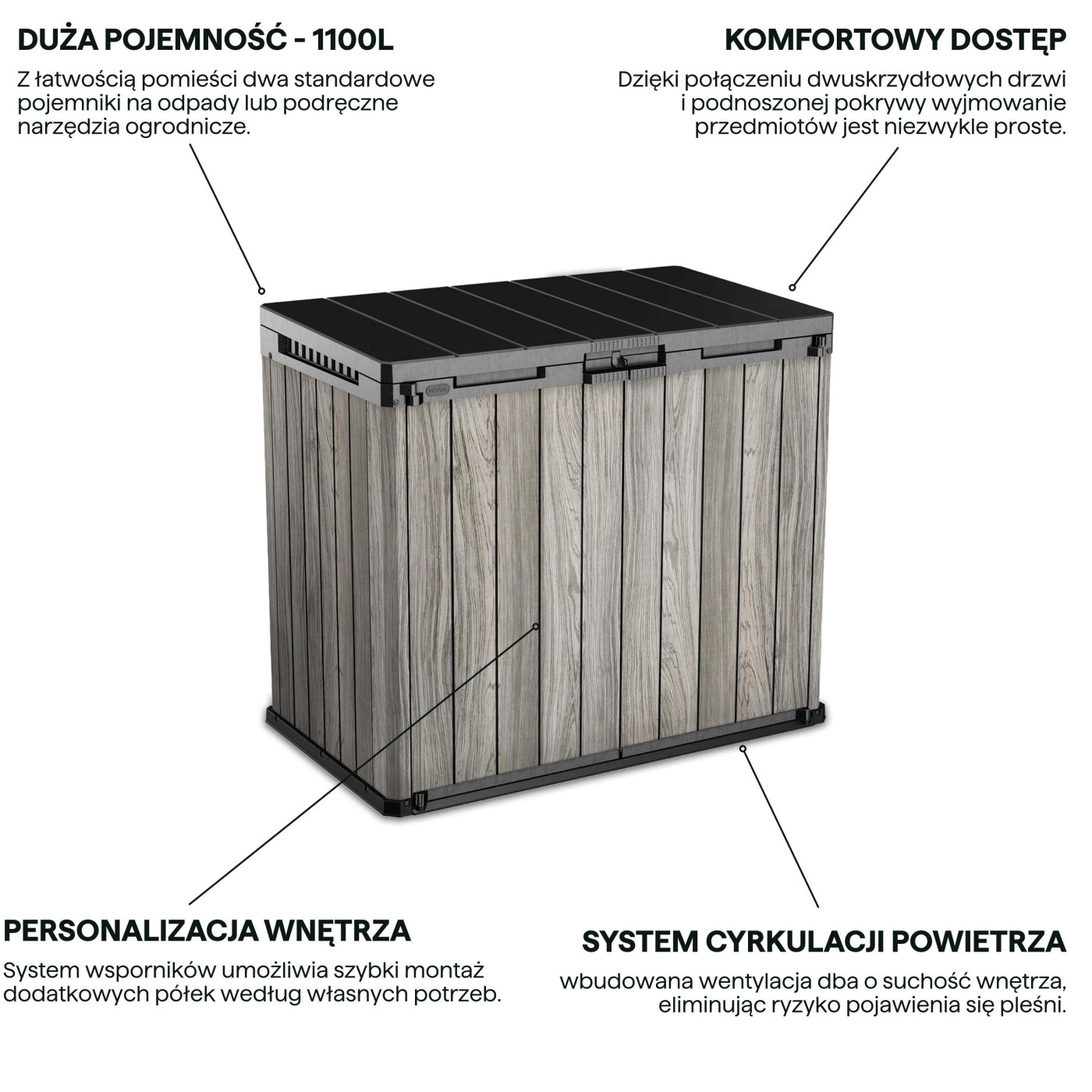 DECO SIO DARWIN 1100L SCHOWEK KOSZ 2x240L STORM GREY