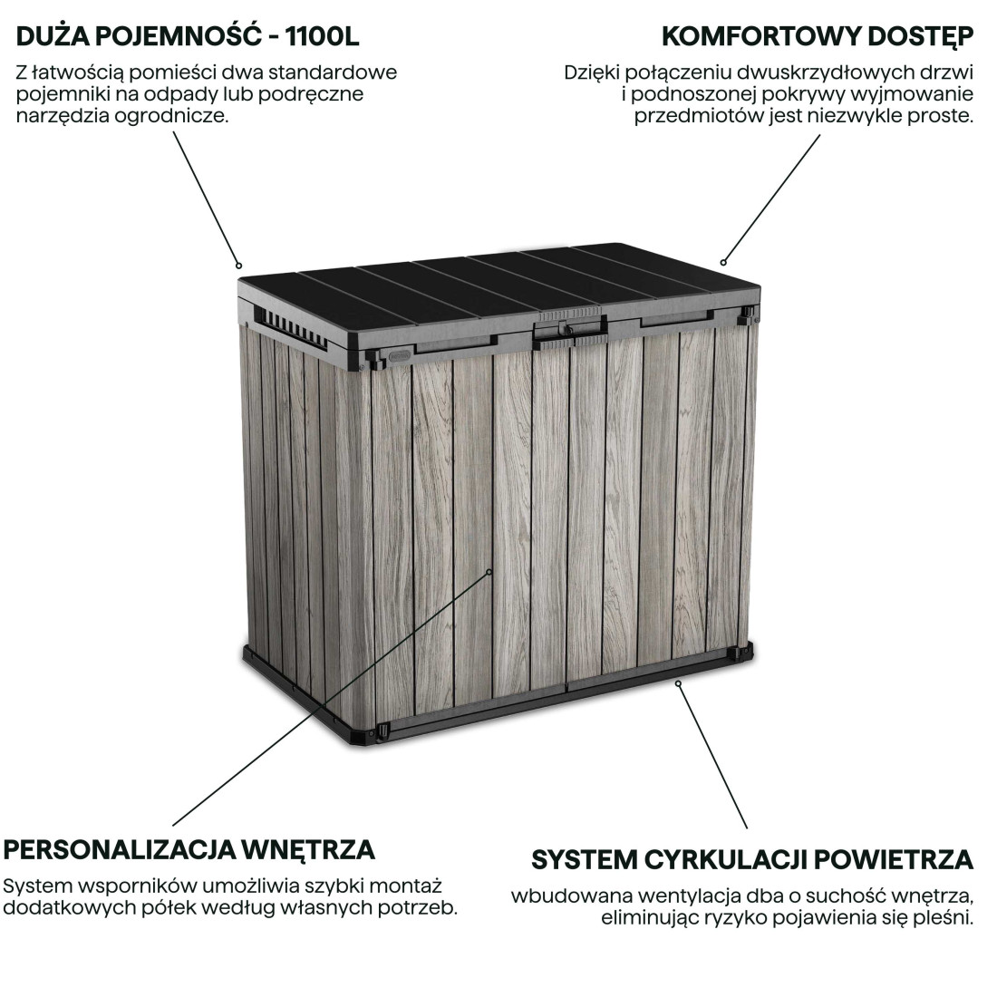 DECO SIO DARWIN 1100L STORAGE BASKET 2x240L STORM GREY