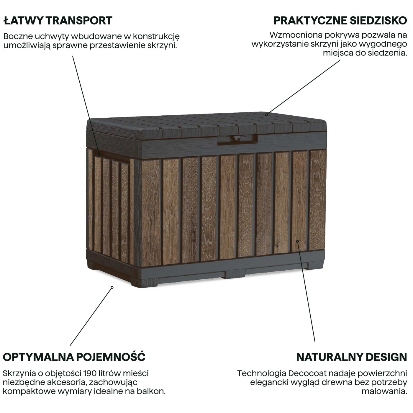 DECO KENTWOOD 190L SKRZYNIA WALNUT