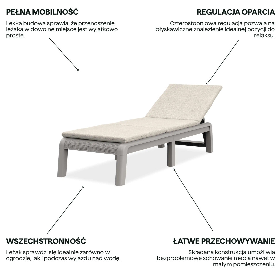 ATLAS LEŻAK Z PODUSZKA SOFT BEIGE/OAT