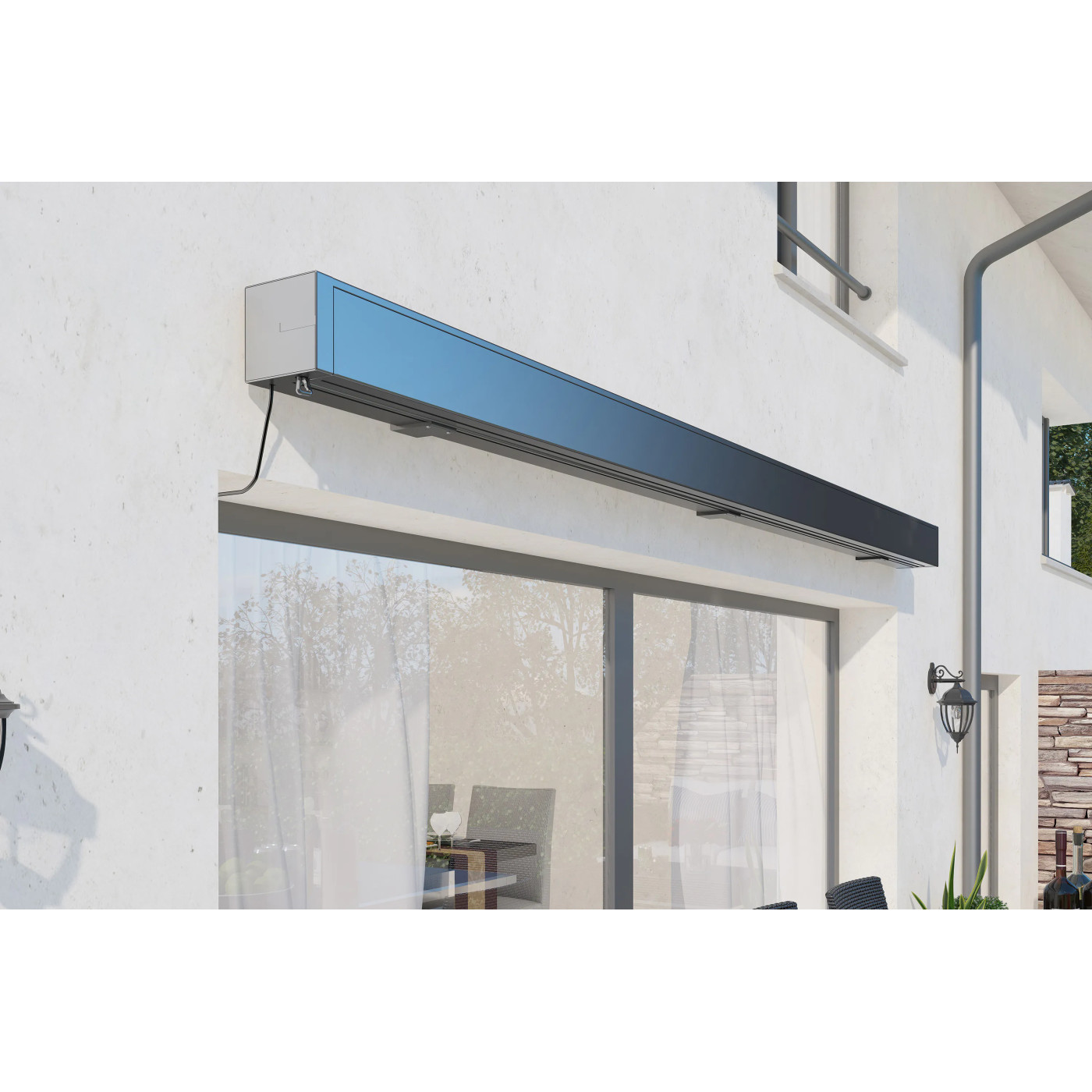 PRIME AUTOMATIC+LED 400x300 TERRACE AWNING GREY/WHITE WITH SENSOR