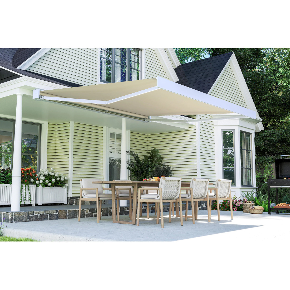 PRIME AUTOMATIC+LED 400x300 TERRACE AWNING BEIGE WITH SENSOR